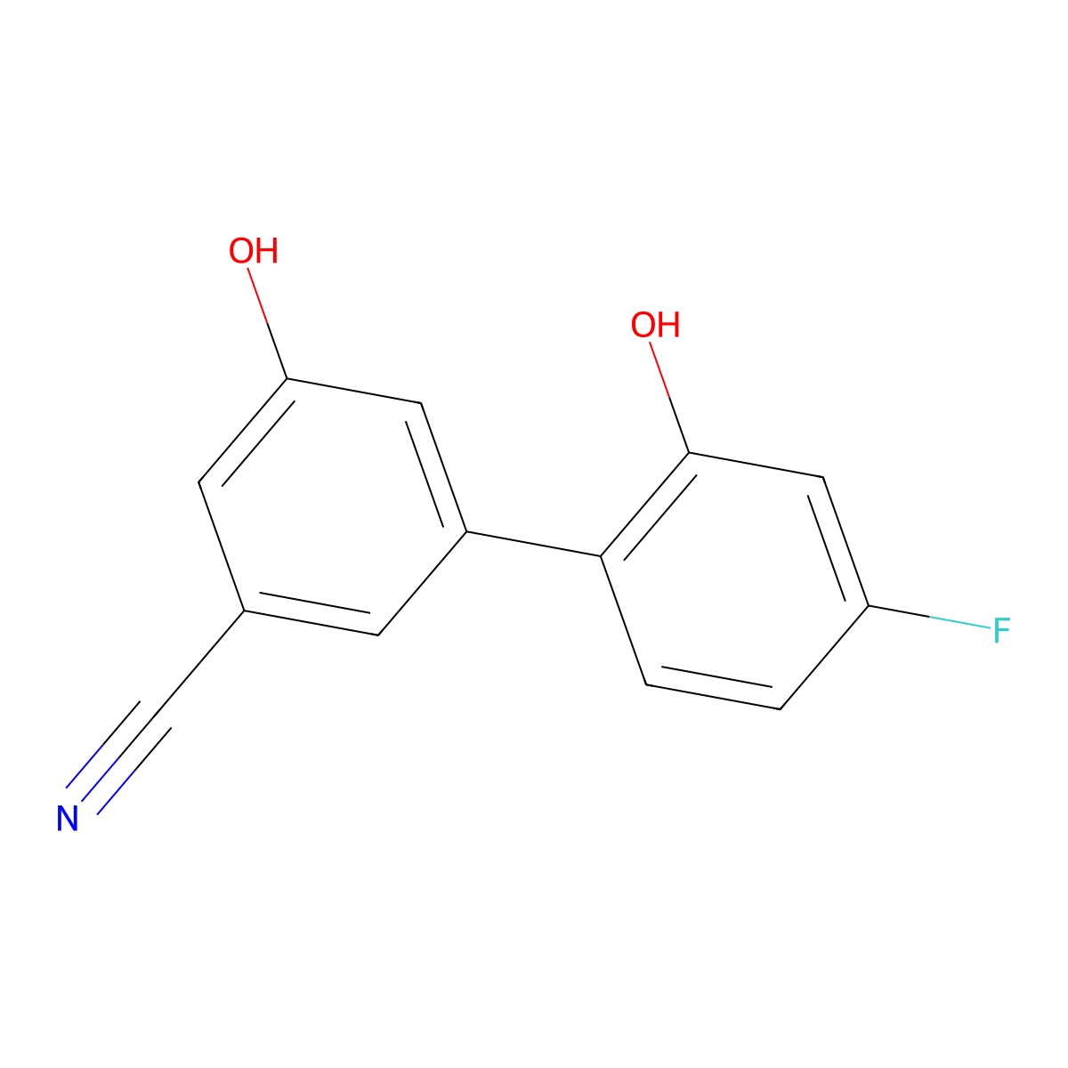 3-Cyano-5-(4-fluoro-2-hydroxyphenyl)phenol molecular structure, CAS 1262003-28-0