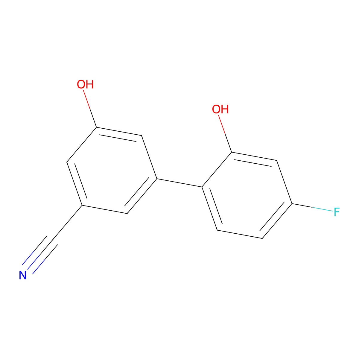 3-Cyano-5-(4-fluoro-2-hydroxyphenyl)phenol molecular structure, CAS 1262003-28-0