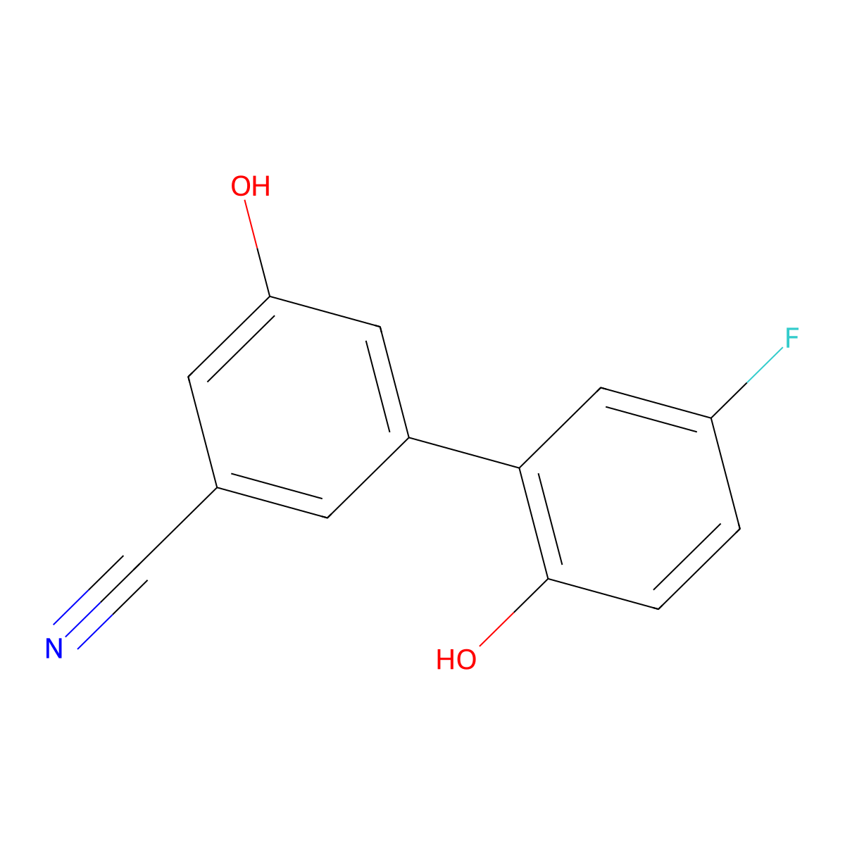 3-Cyano-5-(5-fluoro-2-hydroxyphenyl)phenol molecular structure, CAS 1262003-30-4