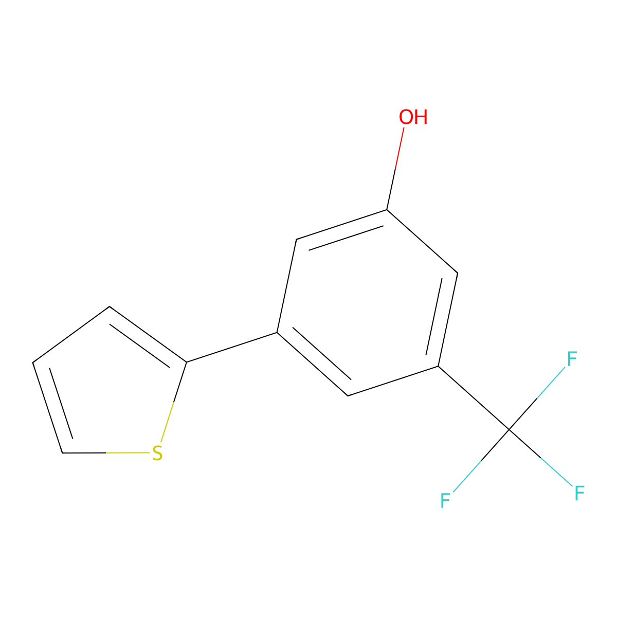3-(Thiophen-2-yl)-5-(trifluoromethyl)phenol molecular structure, CAS 1262003-55-3