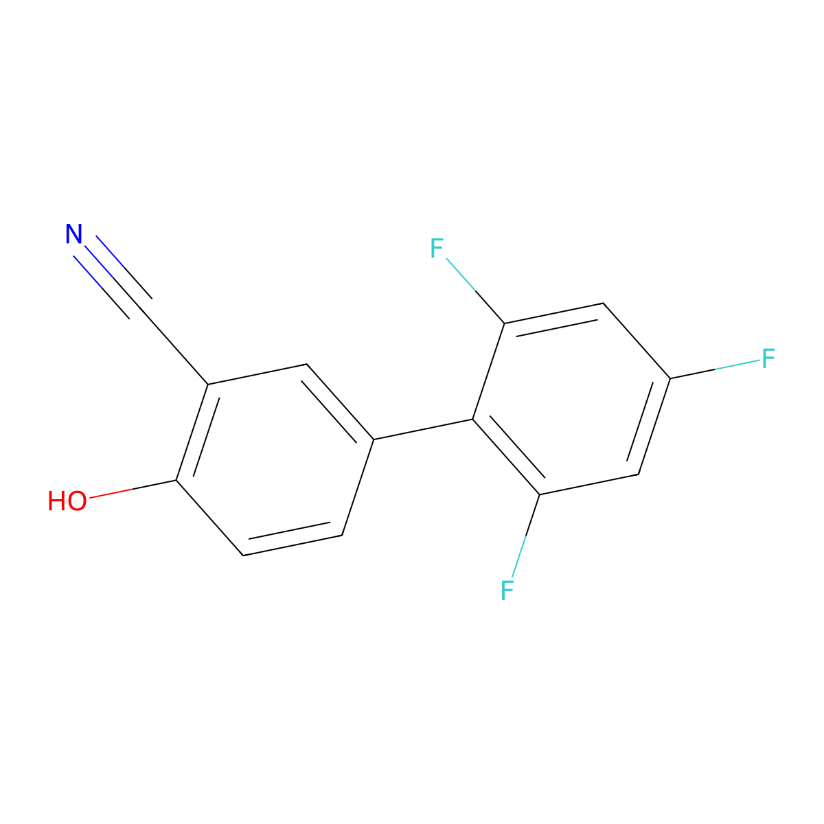 2-Cyano-4-(2,4,6-trifluorophenyl)phenol molecular structure, CAS 1262003-58-6