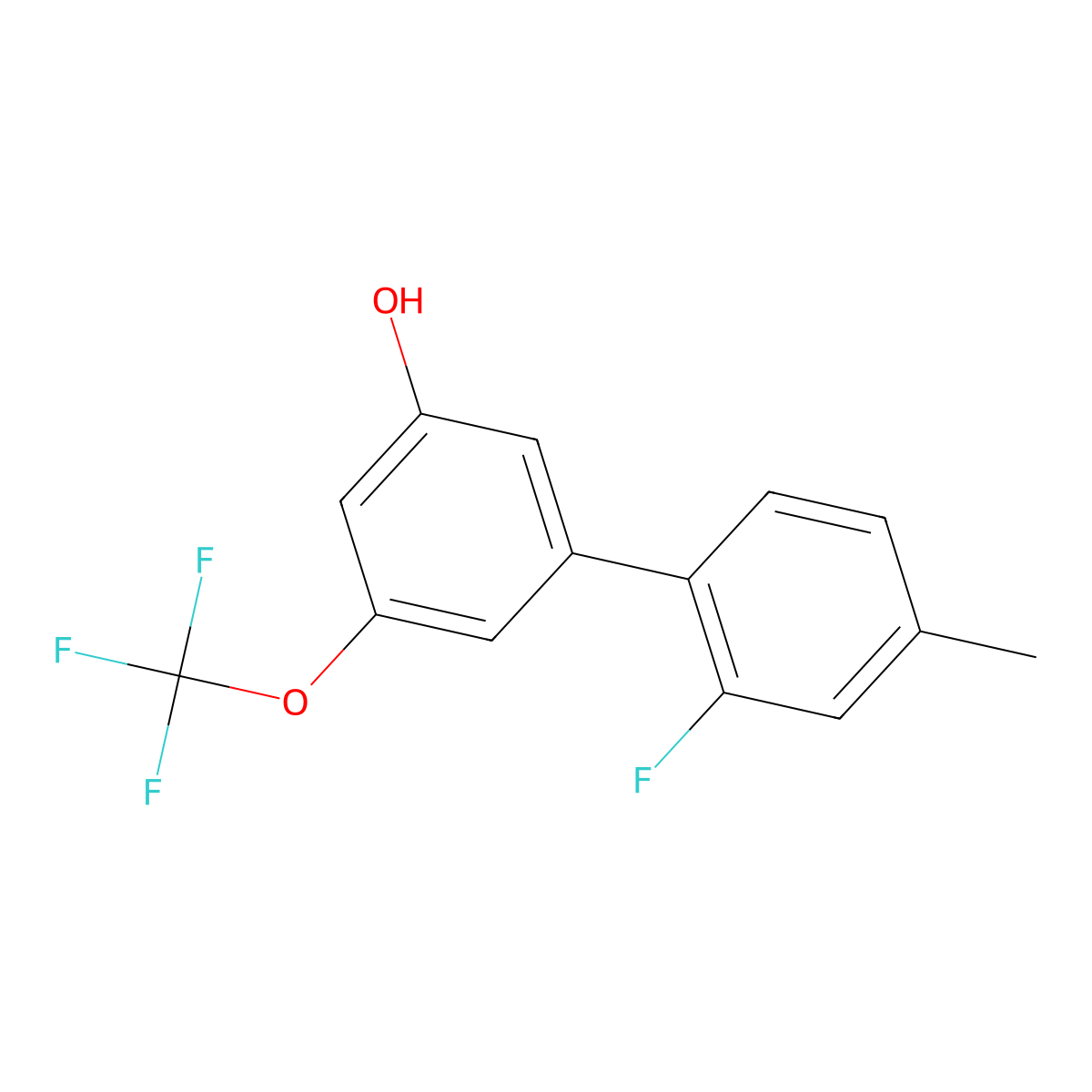 5-(2-Fluoro-4-methylphenyl)-3-trifluoromethoxyphenol molecular structure, CAS 1262003-68-8