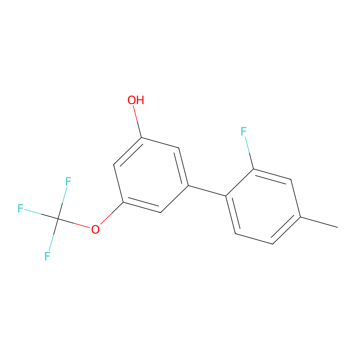 5-(2-Fluoro-4-methylphenyl)-3-trifluoromethoxyphenol molecular structure, CAS 1262003-68-8
