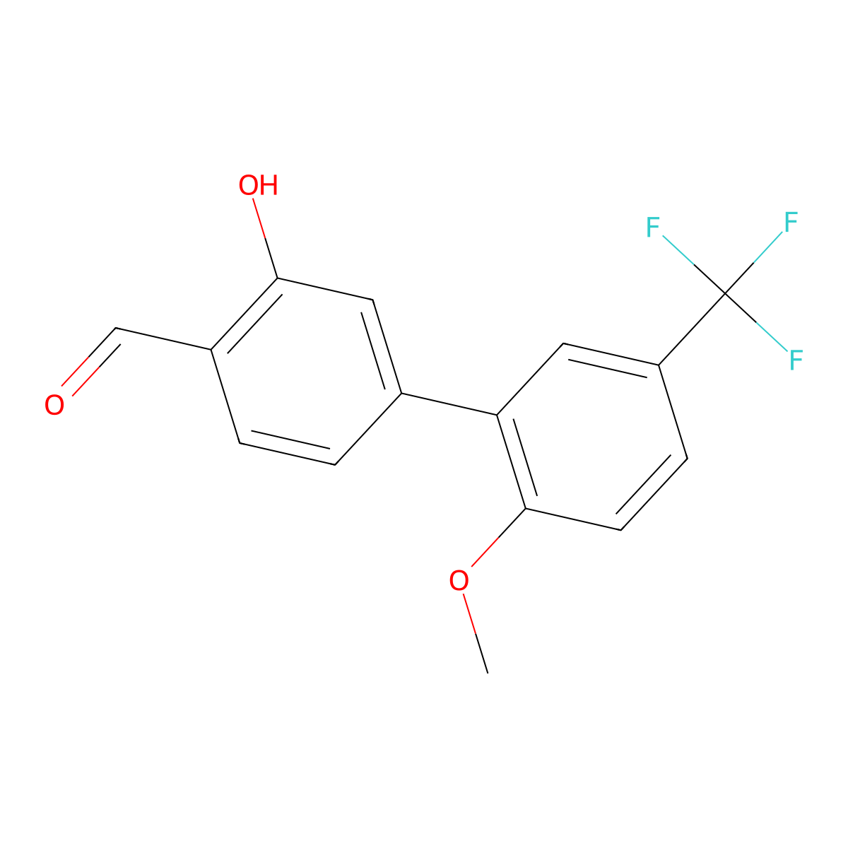 2-Formyl-5-(2-methoxy-5-trifluoromethylphenyl)phenol molecular structure, CAS 1262003-97-3