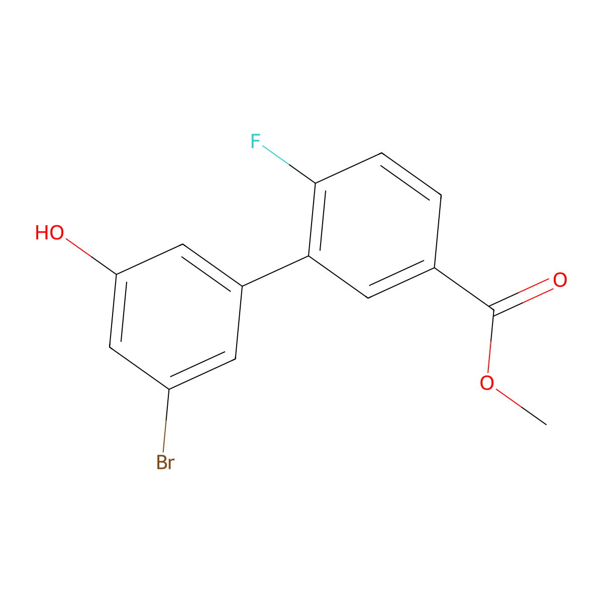 3-Bromo-5-(2-fluoro-5-methoxycarbonylphenyl)phenol molecular structure, CAS 1262003-98-4