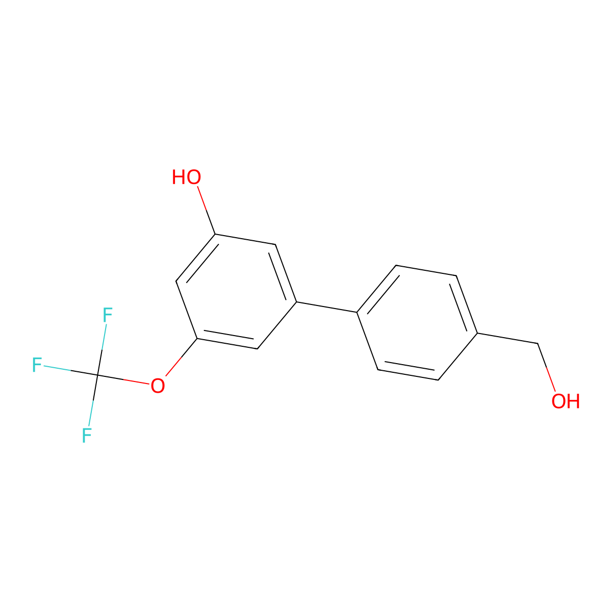 5-(4-Hydroxymethylphenyl)-3-trifluoromethoxyphenol molecular structure, CAS 1262004-11-4