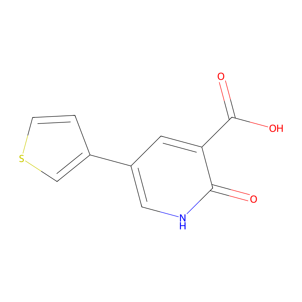 2-Hydroxy-5-(thiophen-3-YL)nicotinic acid molecular structure, CAS 1262004-20-5