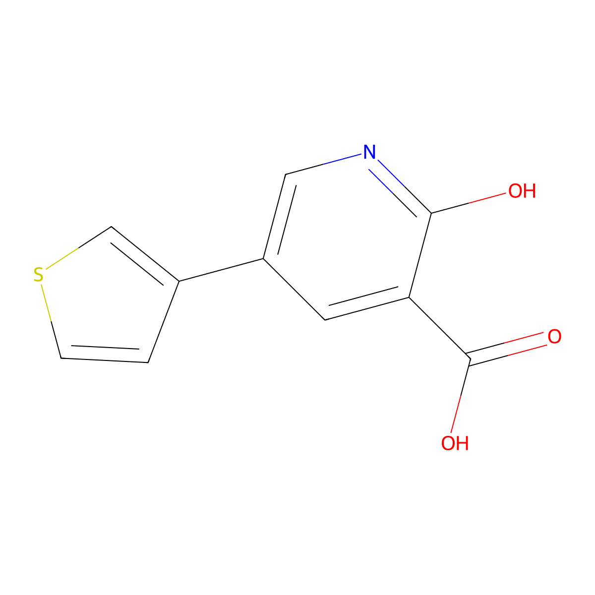 2-Hydroxy-5-(thiophen-3-YL)nicotinic acid molecular structure, CAS 1262004-20-5