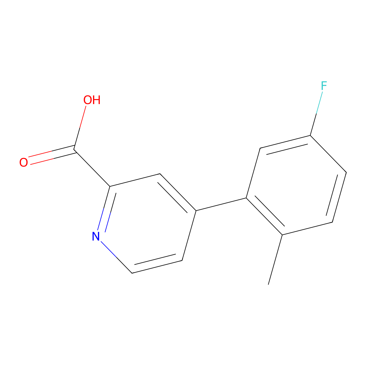 4-(5-Fluoro-2-methylphenyl)picolinic acid molecular structure, CAS 1262004-40-9
