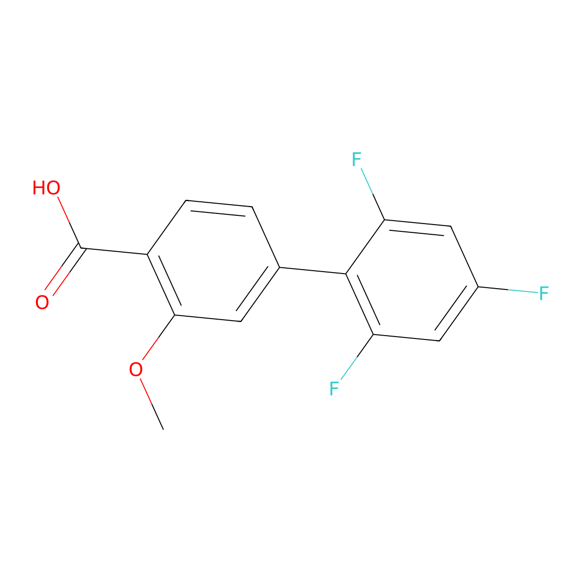2-Methoxy-4-(2,4,6-trifluorophenyl)benzoic acid molecular structure, CAS 1262004-54-5