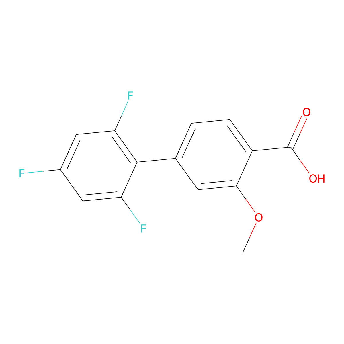 2-Methoxy-4-(2,4,6-trifluorophenyl)benzoic acid molecular structure, CAS 1262004-54-5