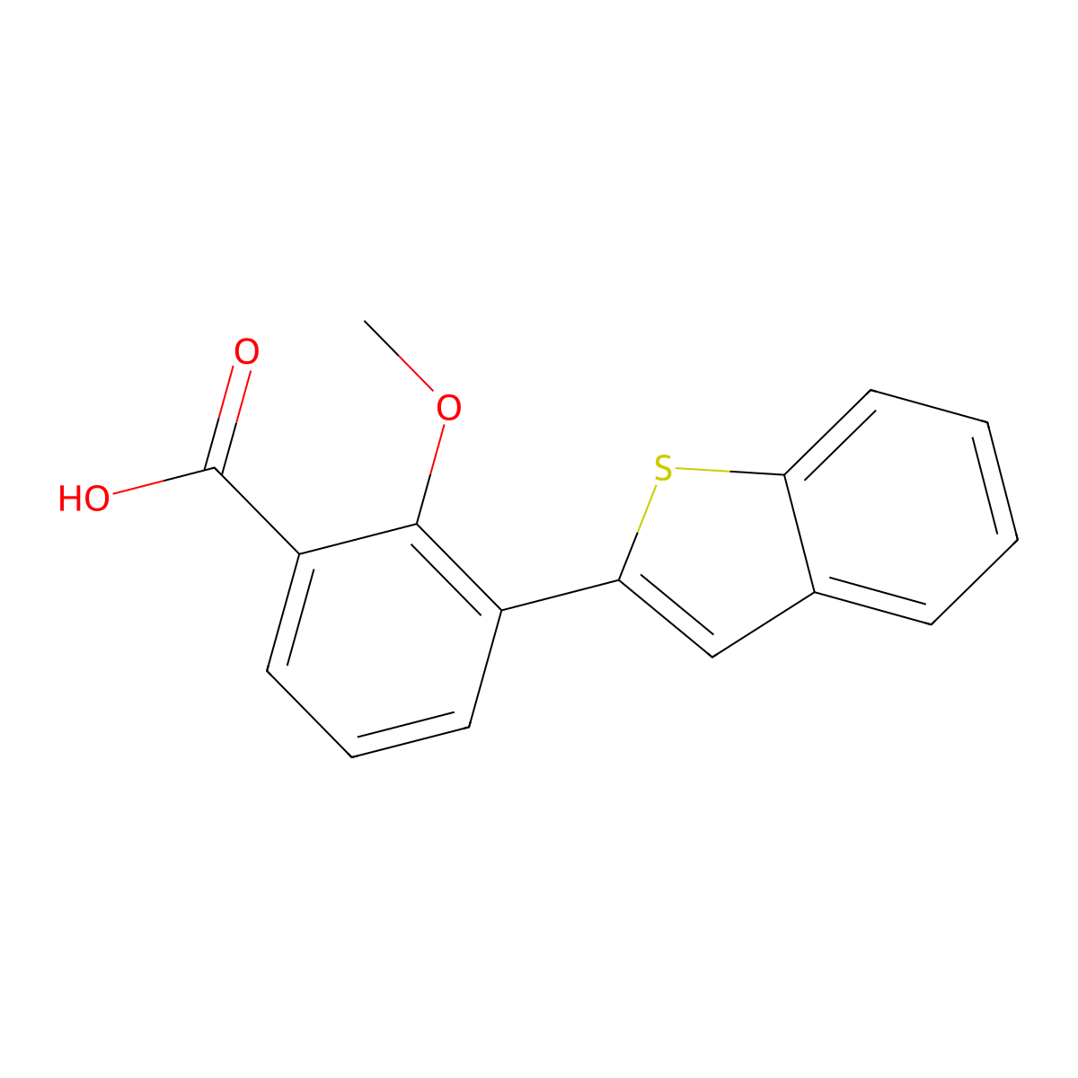 3-[Benzo(B)thiophen-2-YL]-2-methoxybenzoic acid molecular structure, CAS 1262004-56-7