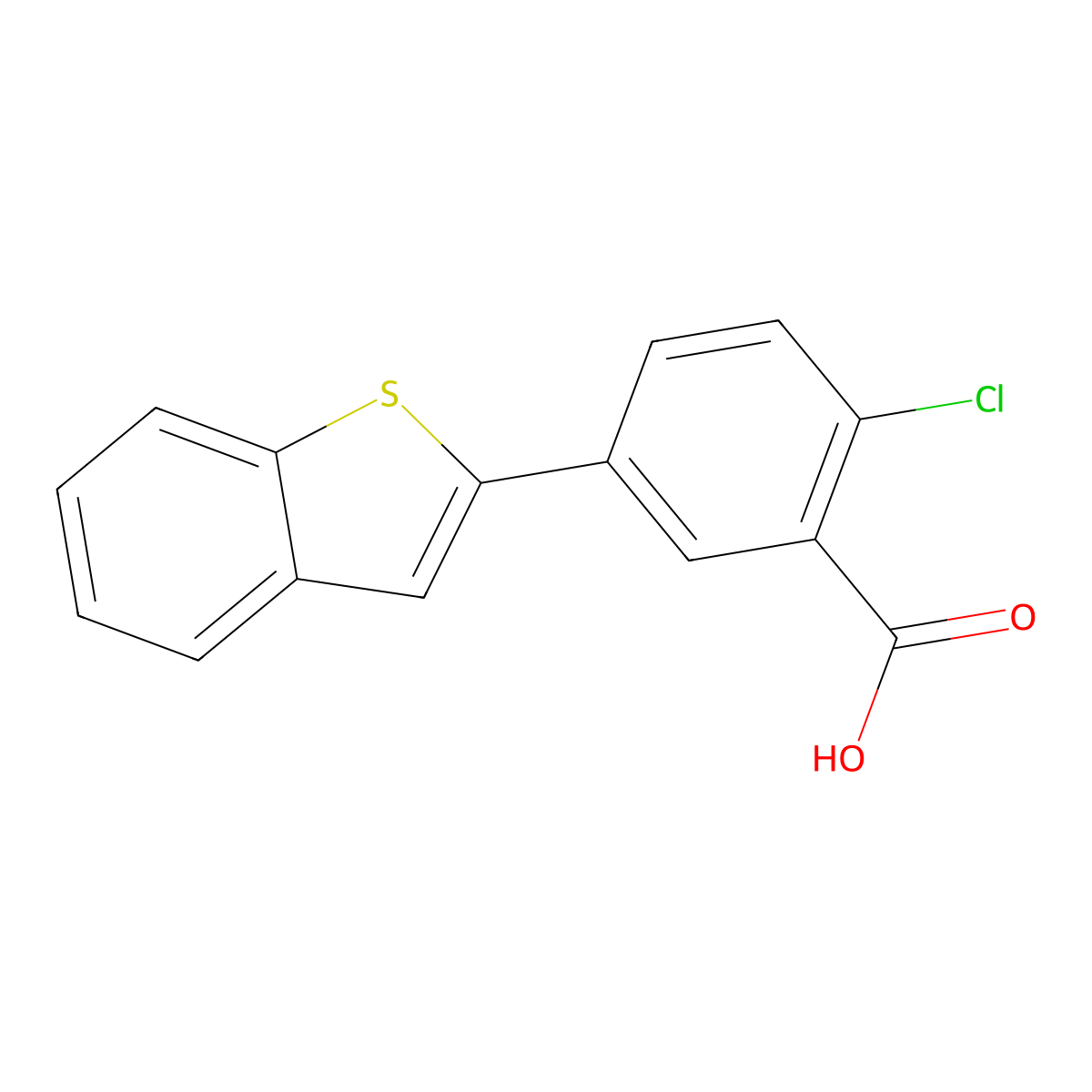 5-[Benzo(b)thiophen-2-yl]-2-chlorobenzoic acid molecular structure, CAS 1262004-62-5