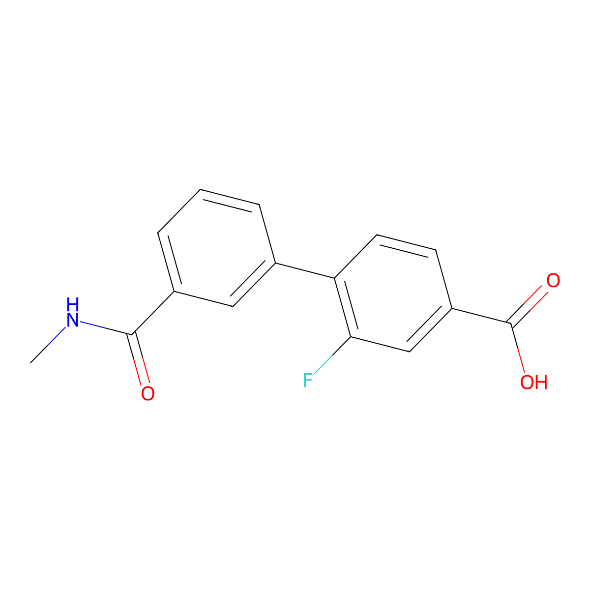 3-Fluoro-4-[3-(N-methylaminocarbonyl)phenyl]benzoic acid molecular structure, CAS 1262004-65-8