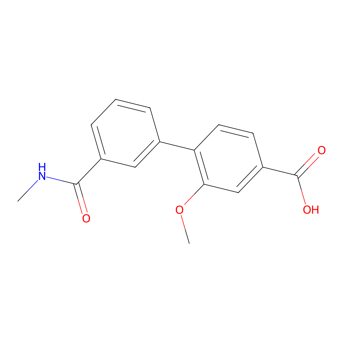 3-Methoxy-4-[3-(N-methylaminocarbonyl)phenyl]benzoic acid molecular structure, CAS 1262004-68-1