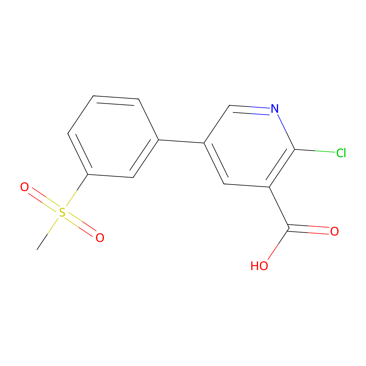 2-Chloro-5-(3-methylsulfonylphenyl)nicotinic acid molecular structure, CAS 1262004-77-2