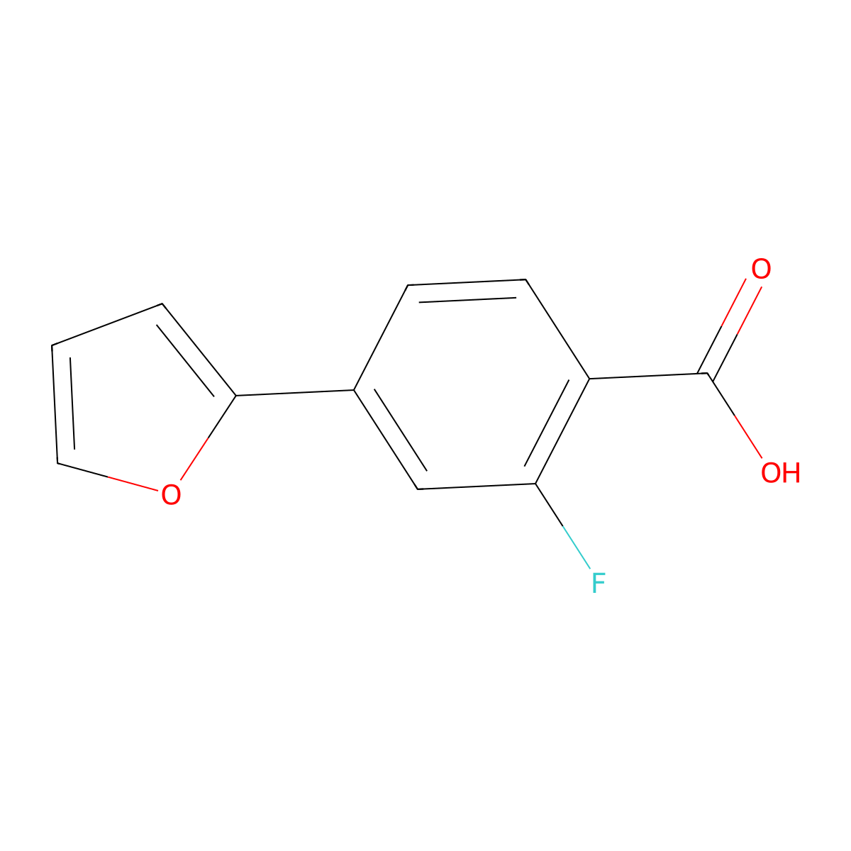 2-Fluoro-4-(furan-2-YL)benzoic acid molecular structure, CAS 1262004-78-3