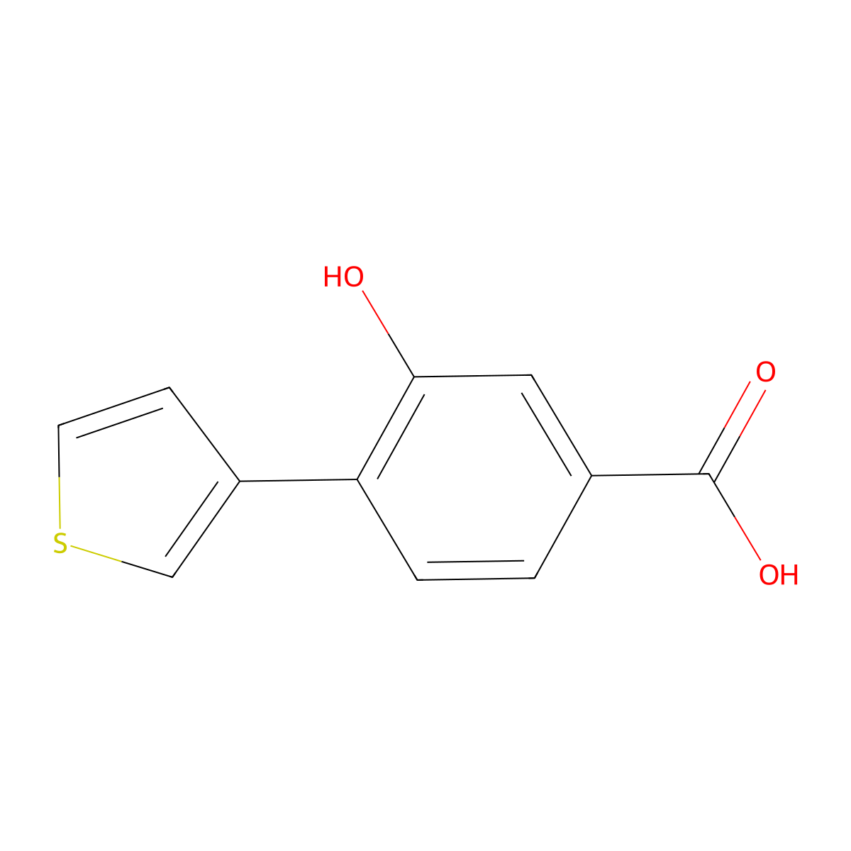 3-Hydroxy-4-(thiophen-3-YL)benzoic acid molecular structure, CAS 1262004-84-1