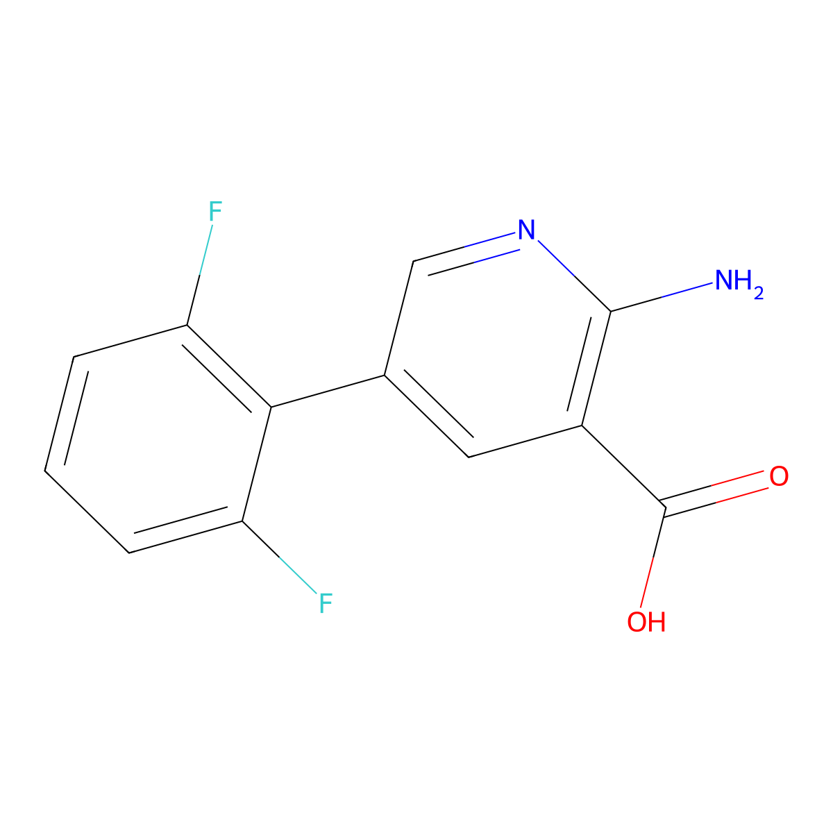2-Amino-5-(2,6-difluorophenyl)pyridine-3-carboxylic acid molecular structure, CAS 1262005-14-0