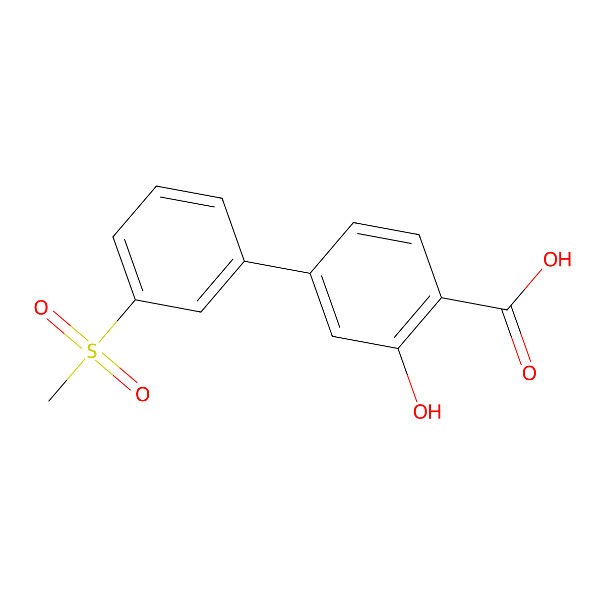 2-Hydroxy-4-(3-methylsulfonylphenyl)benzoic acid molecular structure, CAS 1262005-17-3