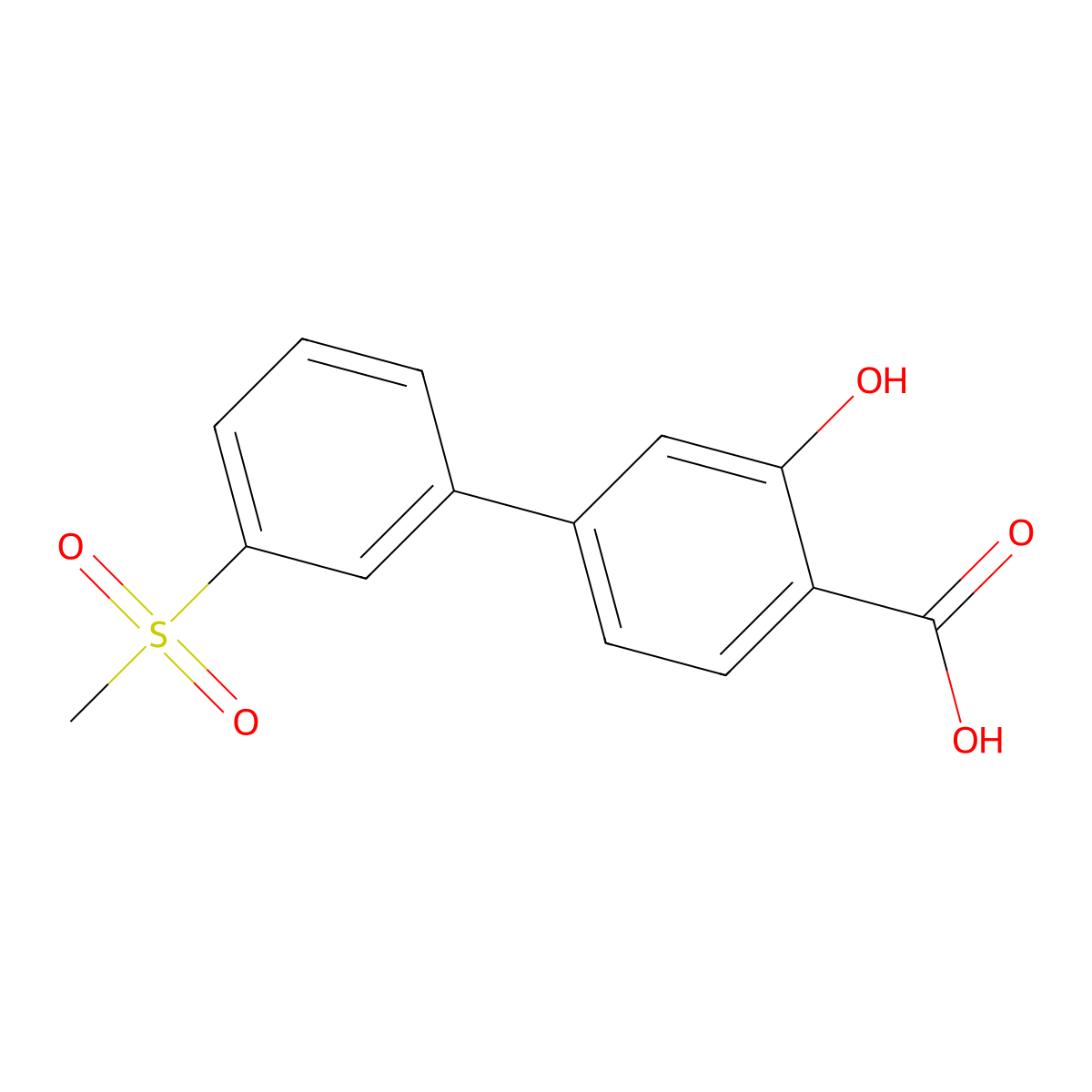 2-Hydroxy-4-(3-methylsulfonylphenyl)benzoic acid molecular structure, CAS 1262005-17-3