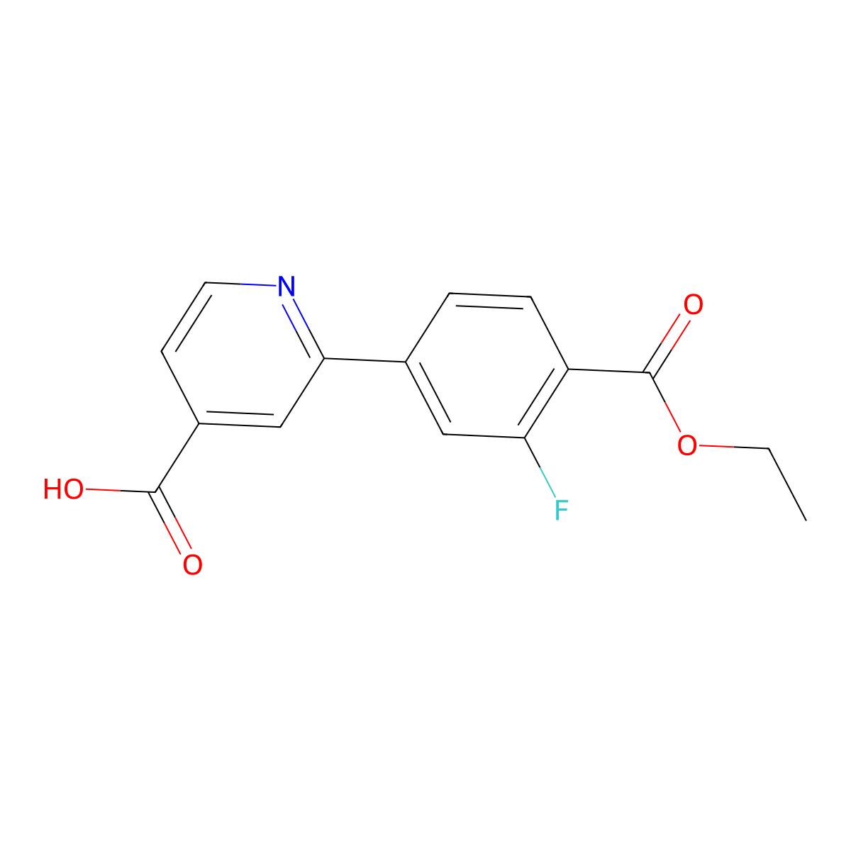 2-[4-(Ethoxycarbonyl)-3-fluorophenyl]isonicotinic acid molecular structure, CAS 1262005-20-8