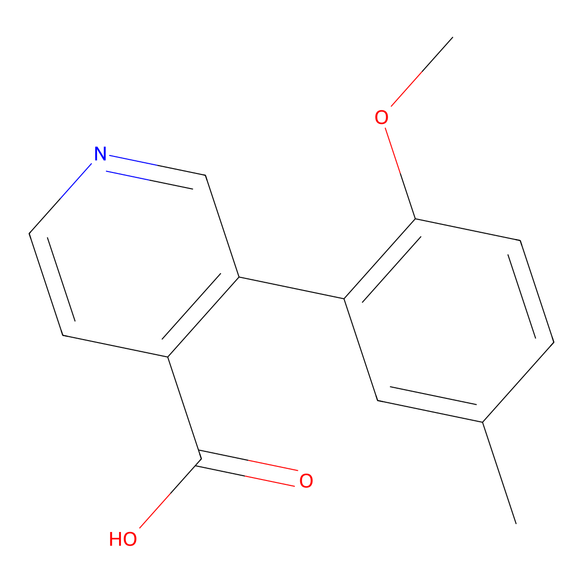 3-(2-Methoxy-5-methylphenyl)isonicotinic acid molecular structure, CAS 1262005-34-4