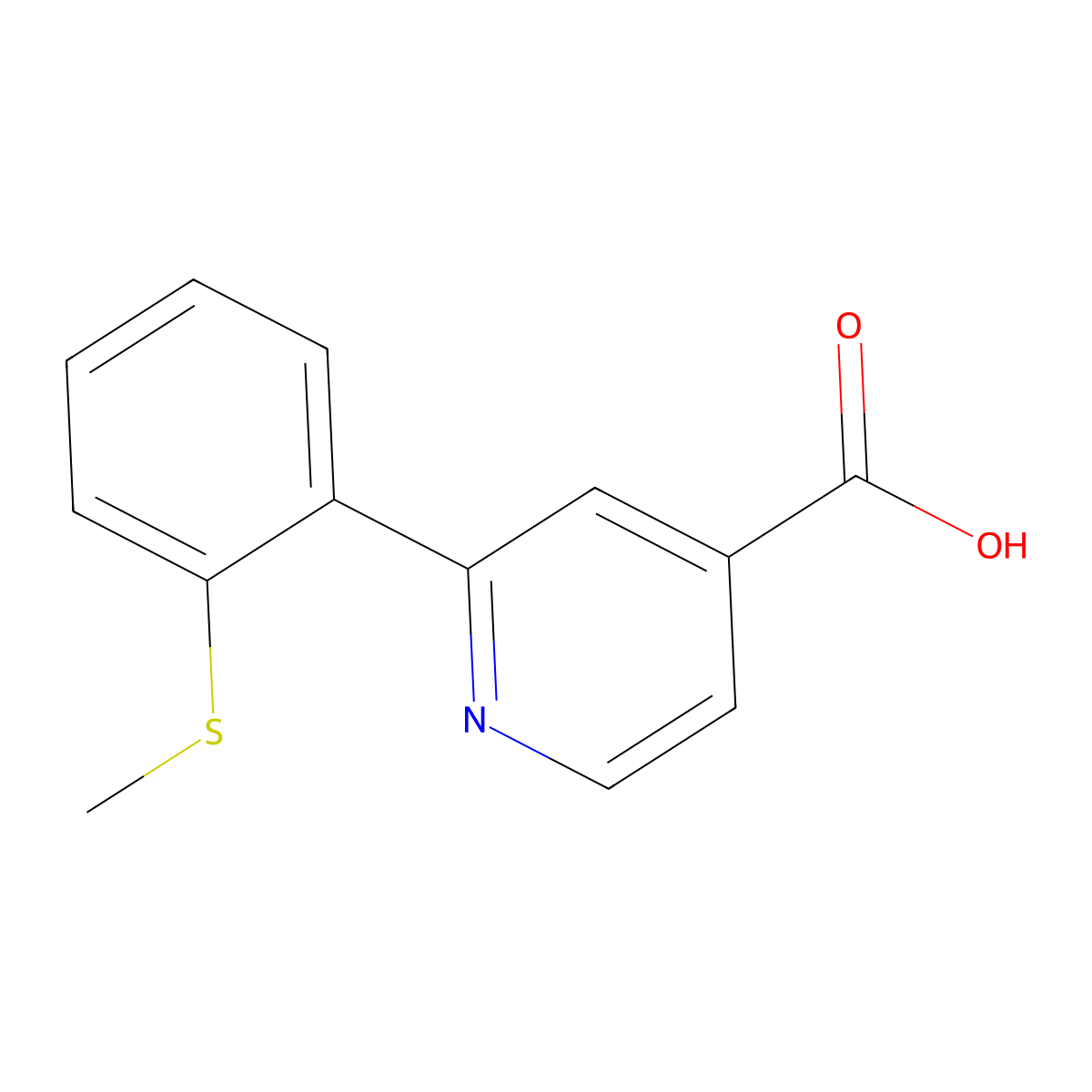 2-(2-Methylthiophenyl)isonicotinic acid molecular structure, CAS 1262005-45-7