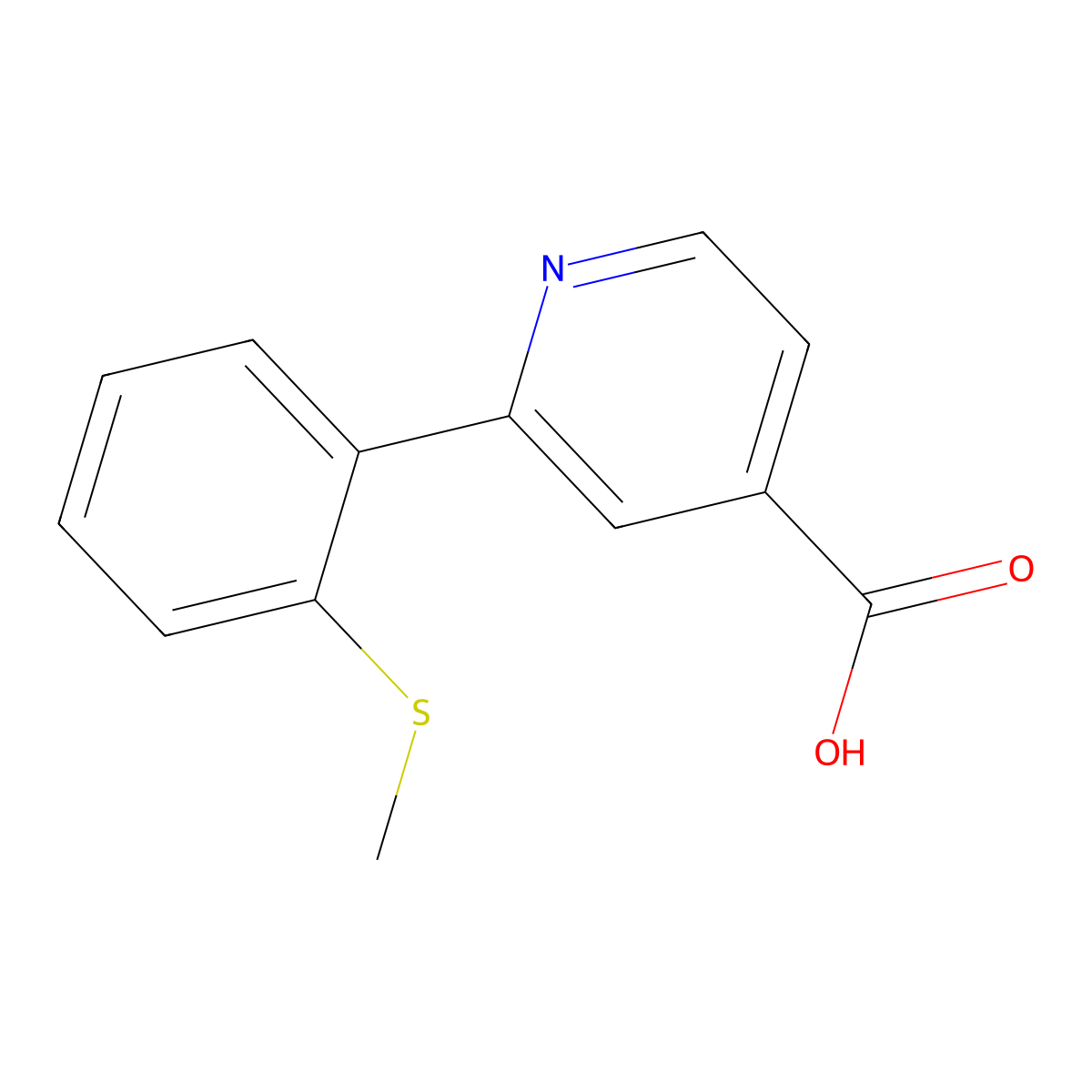 2-(2-Methylthiophenyl)isonicotinic acid molecular structure, CAS 1262005-45-7