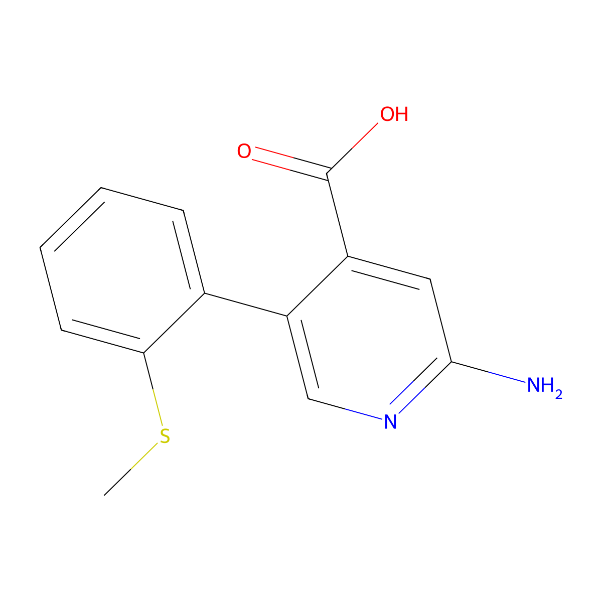 2-Amino-5-(2-methylthiophenyl)isonicotinic acid molecular structure, CAS 1262005-49-1