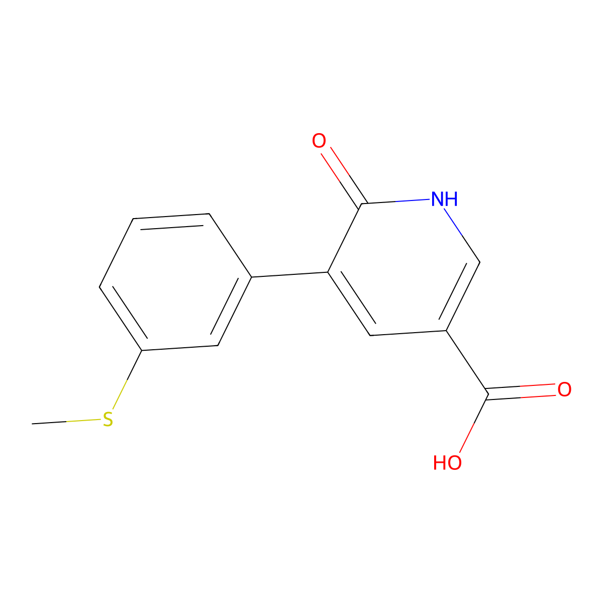 6-Hydroxy-5-(3-methylthiophenyl)nicotinic acid molecular structure, CAS 1262005-54-8