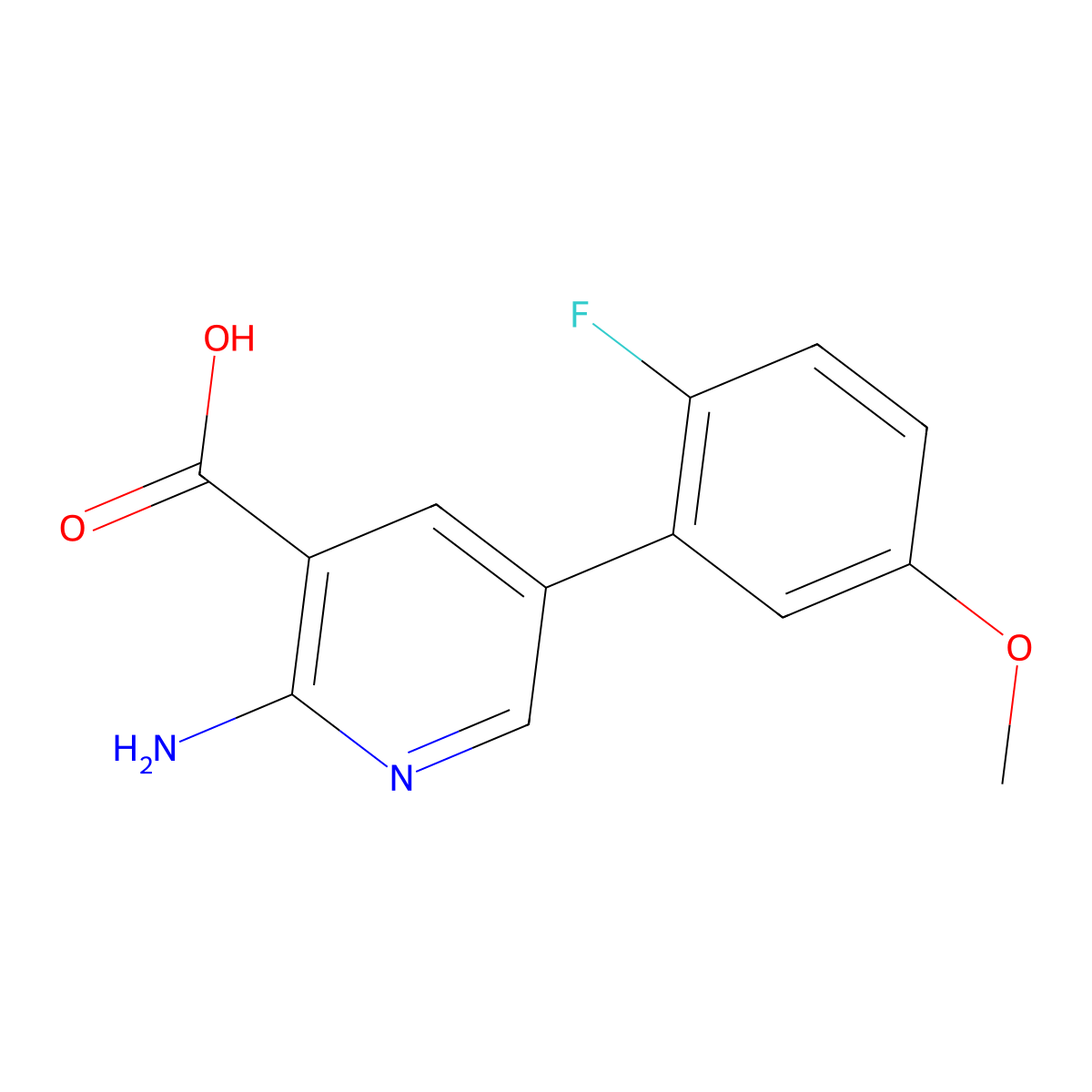 2-Amino-5-(2-fluoro-5-methoxyphenyl)nicotinic acid molecular structure, CAS 1262005-72-0