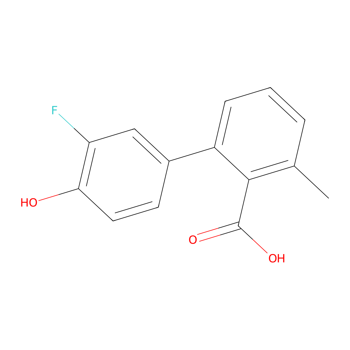 2-(3-Fluoro-4-hydroxyphenyl)-6-methylbenzoic acid molecular structure, CAS 1262005-80-0