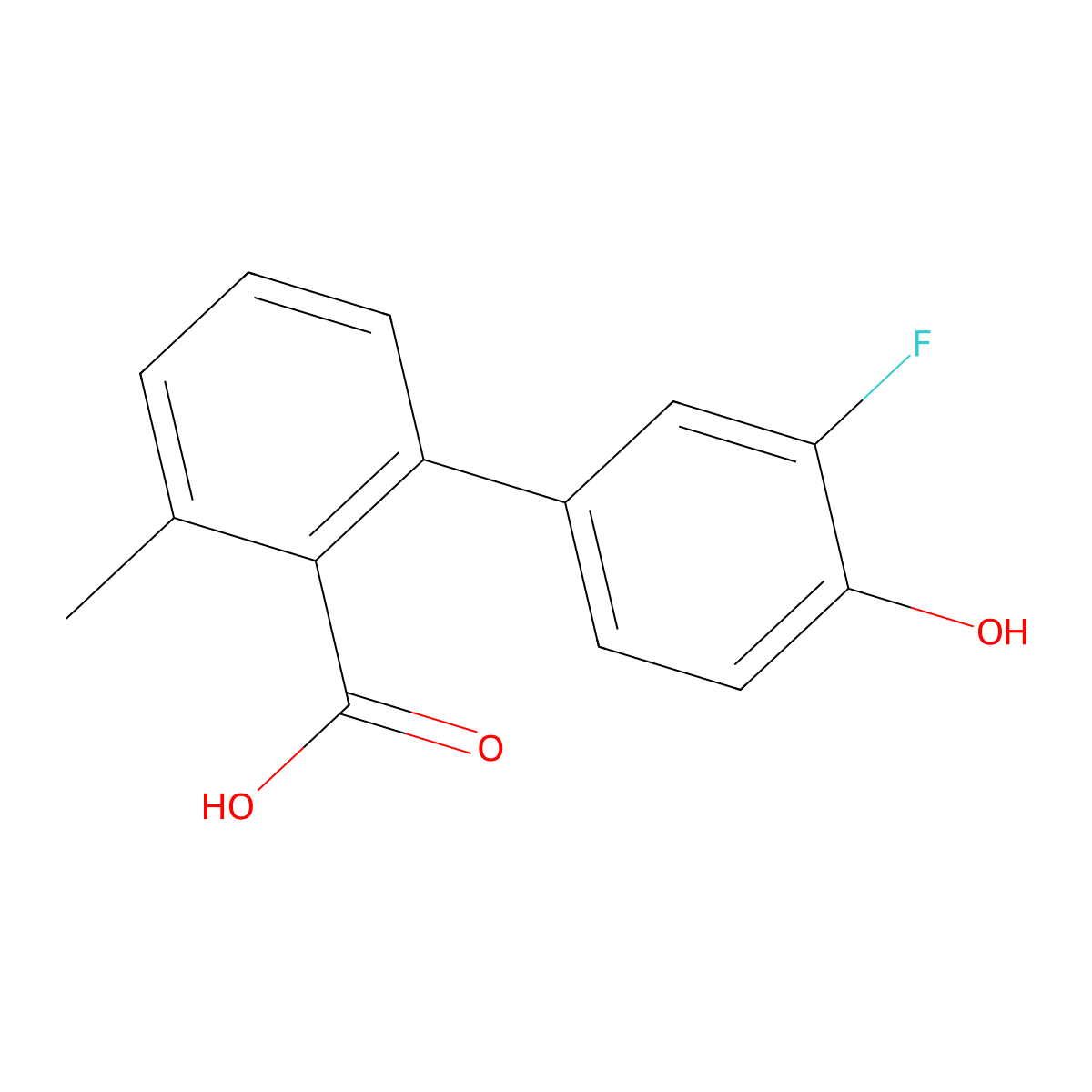 2-(3-Fluoro-4-hydroxyphenyl)-6-methylbenzoic acid molecular structure, CAS 1262005-80-0