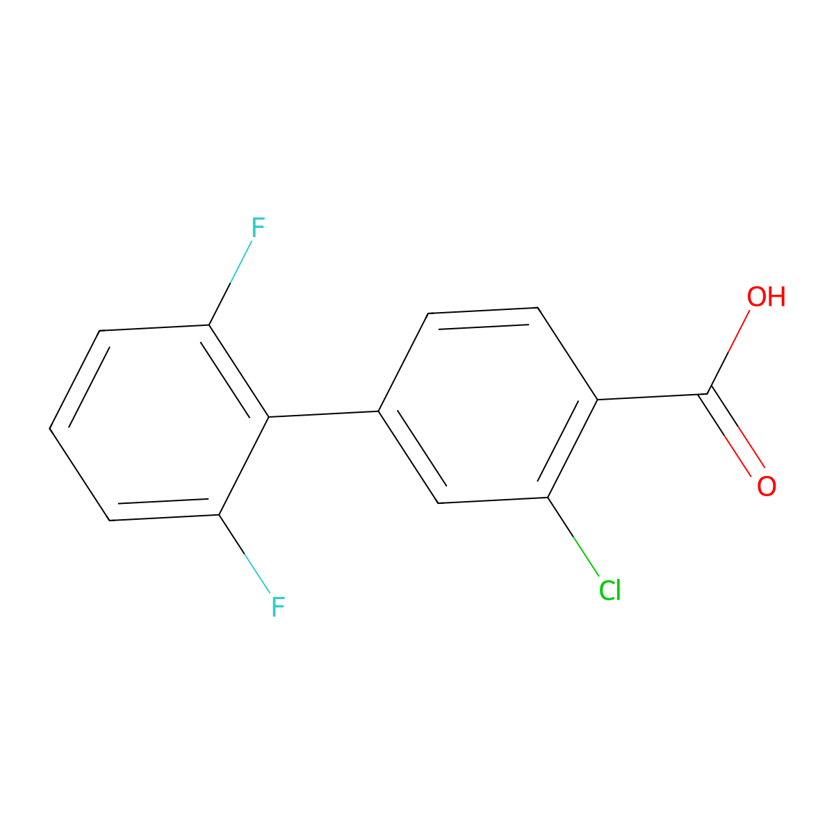 2-Chloro-4-(2,6-difluorophenyl)benzoic acid molecular structure, CAS 1262006-10-9