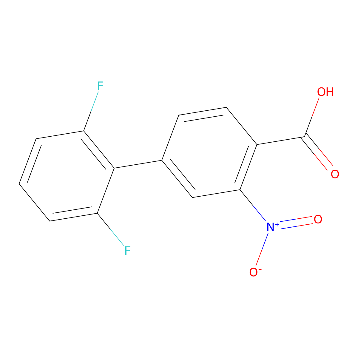 4-(2,6-Difluorophenyl)-2-nitrobenzoic acid molecular structure, CAS 1262006-17-6