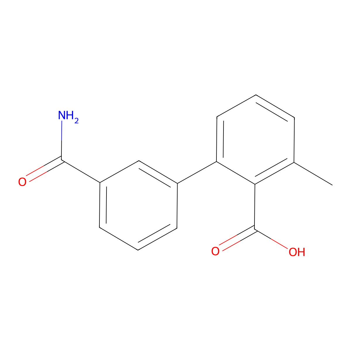 2-(3-Aminocarbonylphenyl)-6-methylbenzoic acid molecular structure, CAS 1262006-18-7