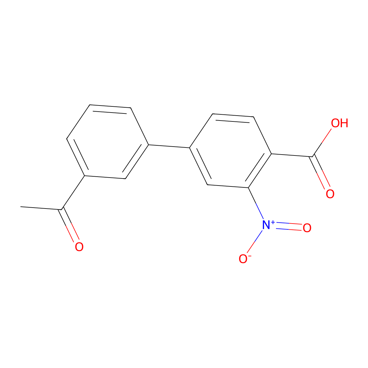 4-(3-Acetylphenyl)-2-nitrobenzoic acid molecular structure, CAS 1262006-21-2