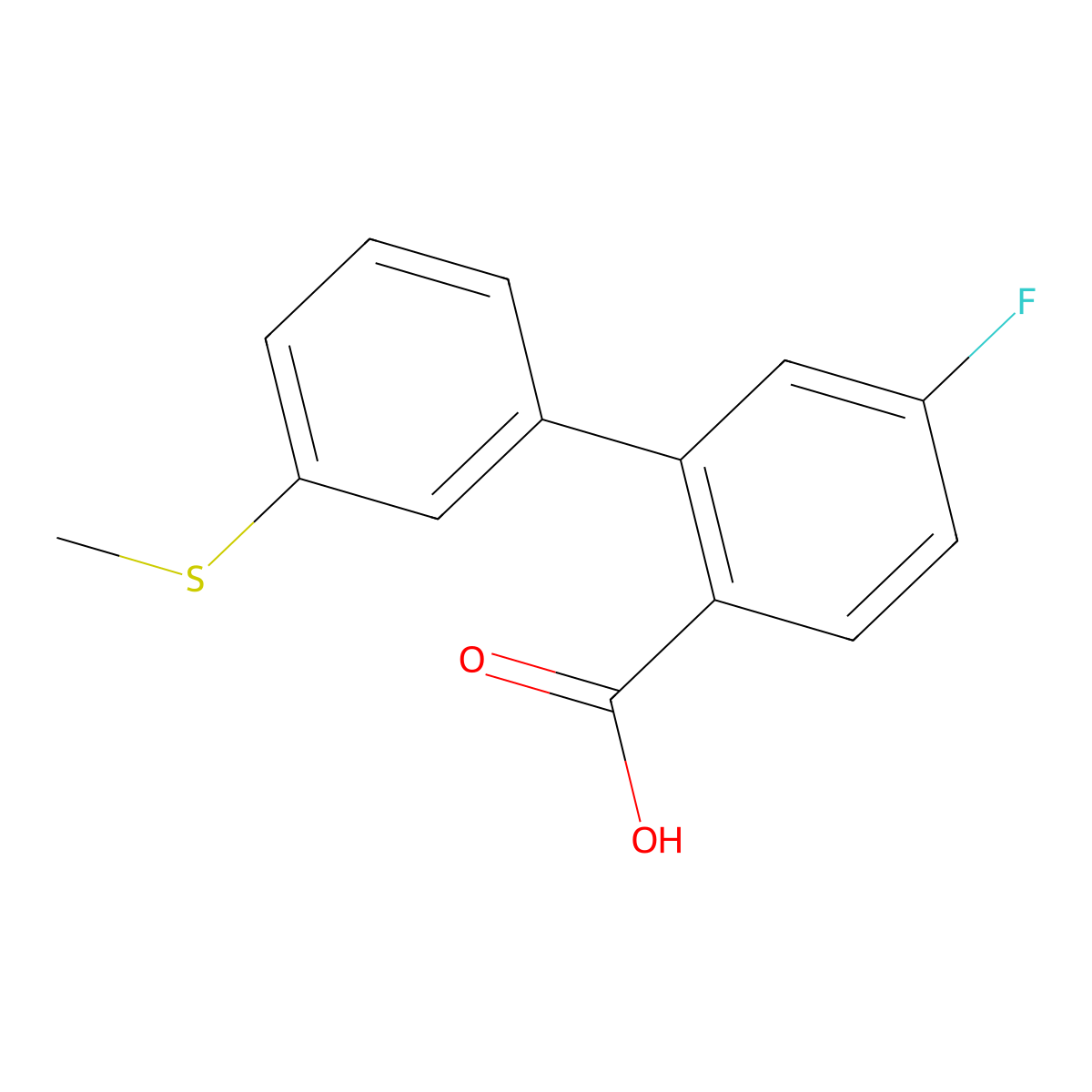 4-Fluoro-2-(3-methylthiophenyl)benzoic acid molecular structure, CAS 1262006-24-5