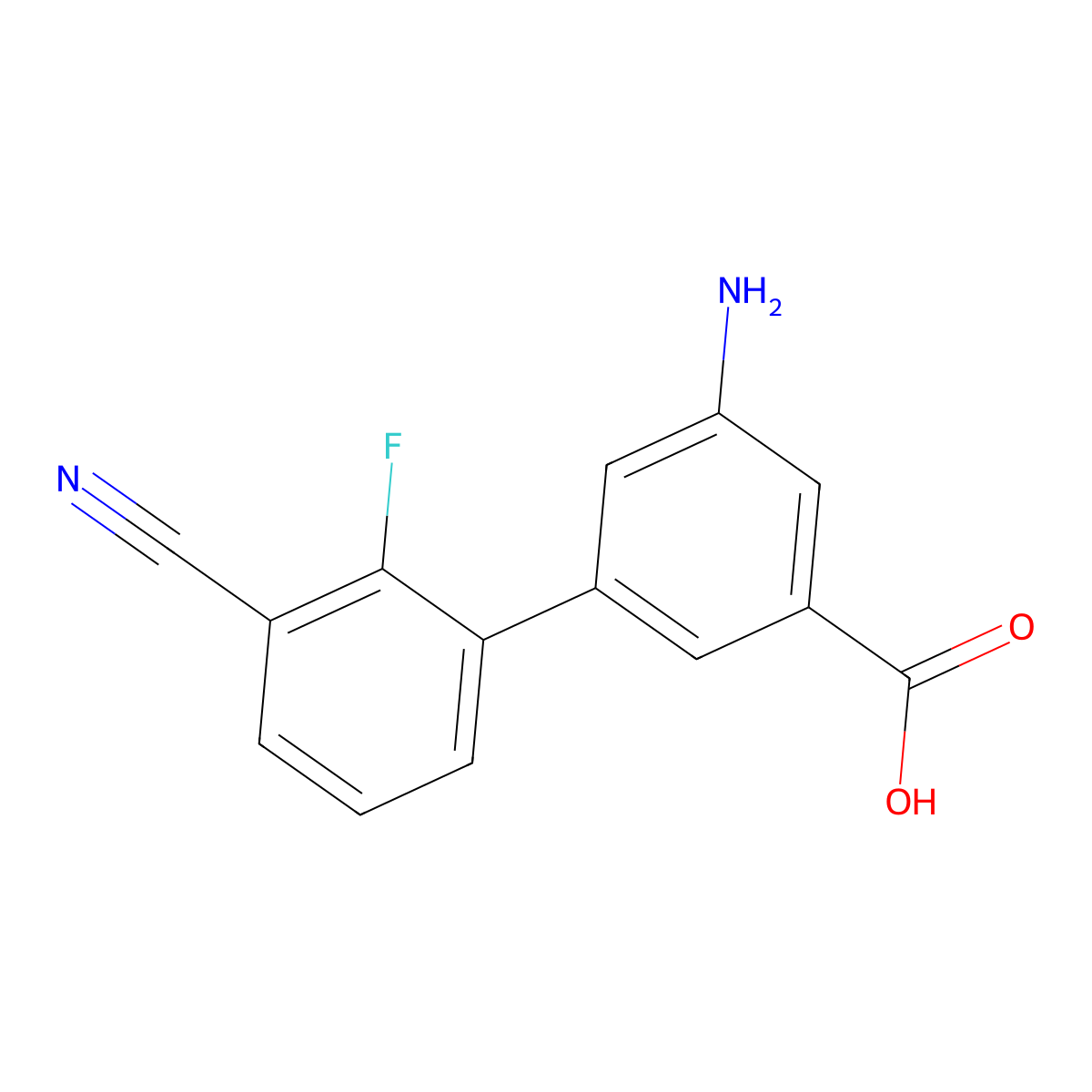 3-Amino-5-(3-cyano-2-fluorophenyl)benzoic acid molecular structure, CAS 1262006-30-3
