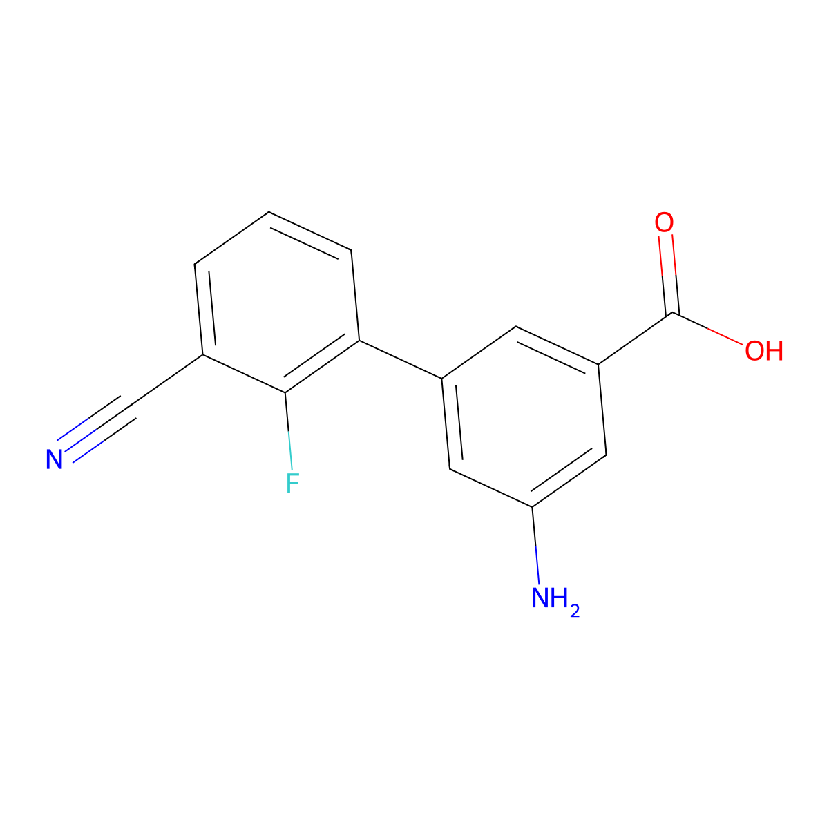 3-Amino-5-(3-cyano-2-fluorophenyl)benzoic acid molecular structure, CAS 1262006-30-3