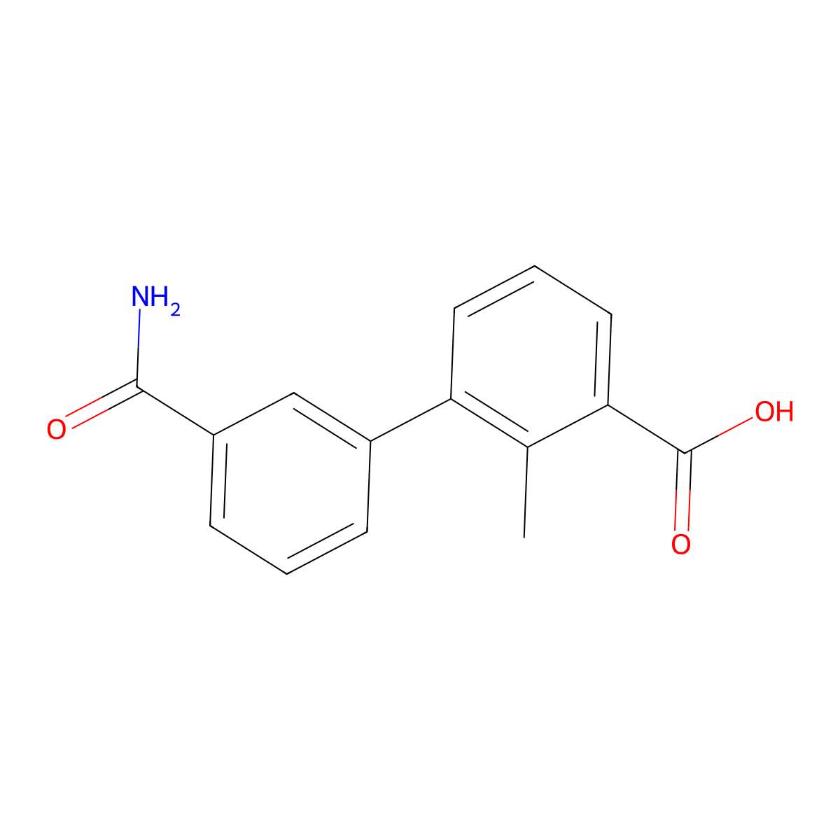 3-(3-Aminocarbonylphenyl)-2-methylbenzoic acid molecular structure, CAS 1262006-55-2