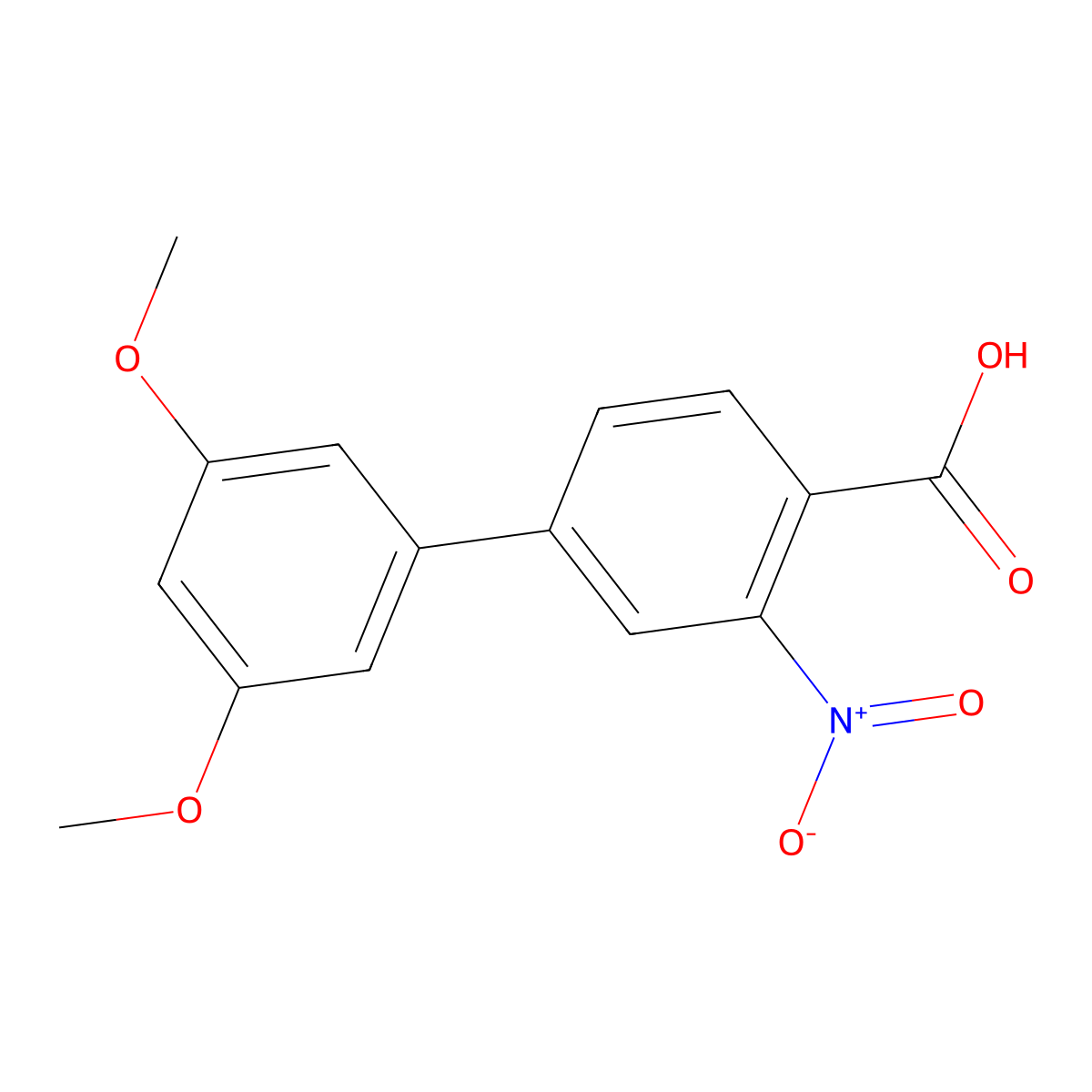 4-(3,5-Dimethoxyphenyl)-2-nitrobenzoic acid molecular structure, CAS 1262006-61-0