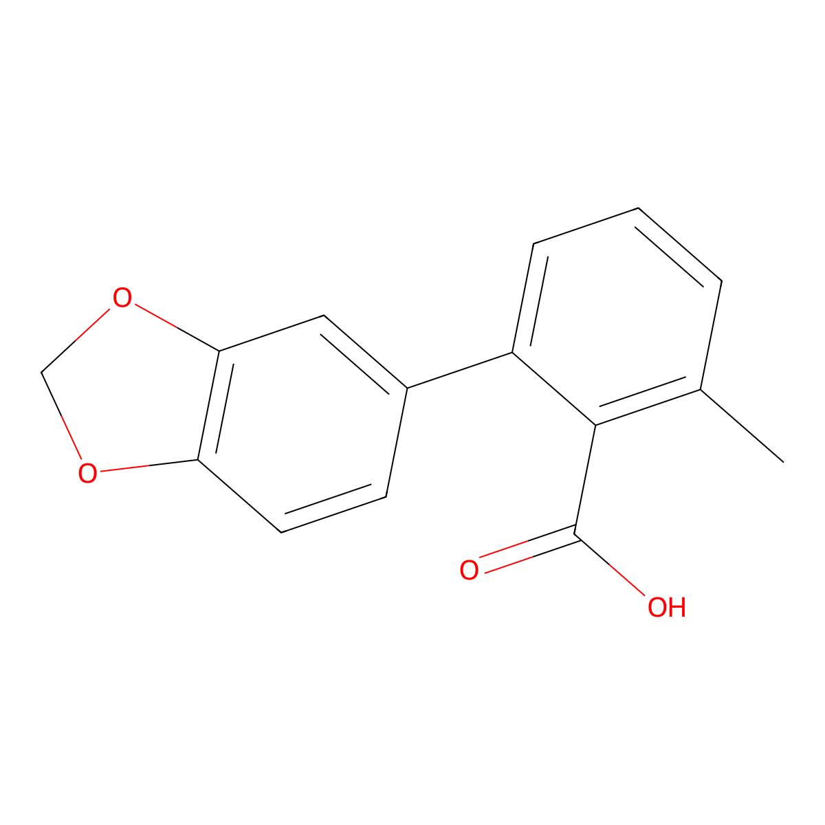 6-Methyl-2-(3,4-methylenedioxyphenyl)benzoic acid molecular structure, CAS 1262006-65-4