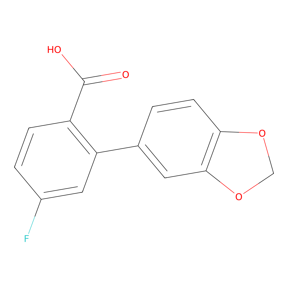 4-Fluoro-2-(3,4-methylenedioxyphenyl)benzoic acid molecular structure, CAS 1262006-71-2
