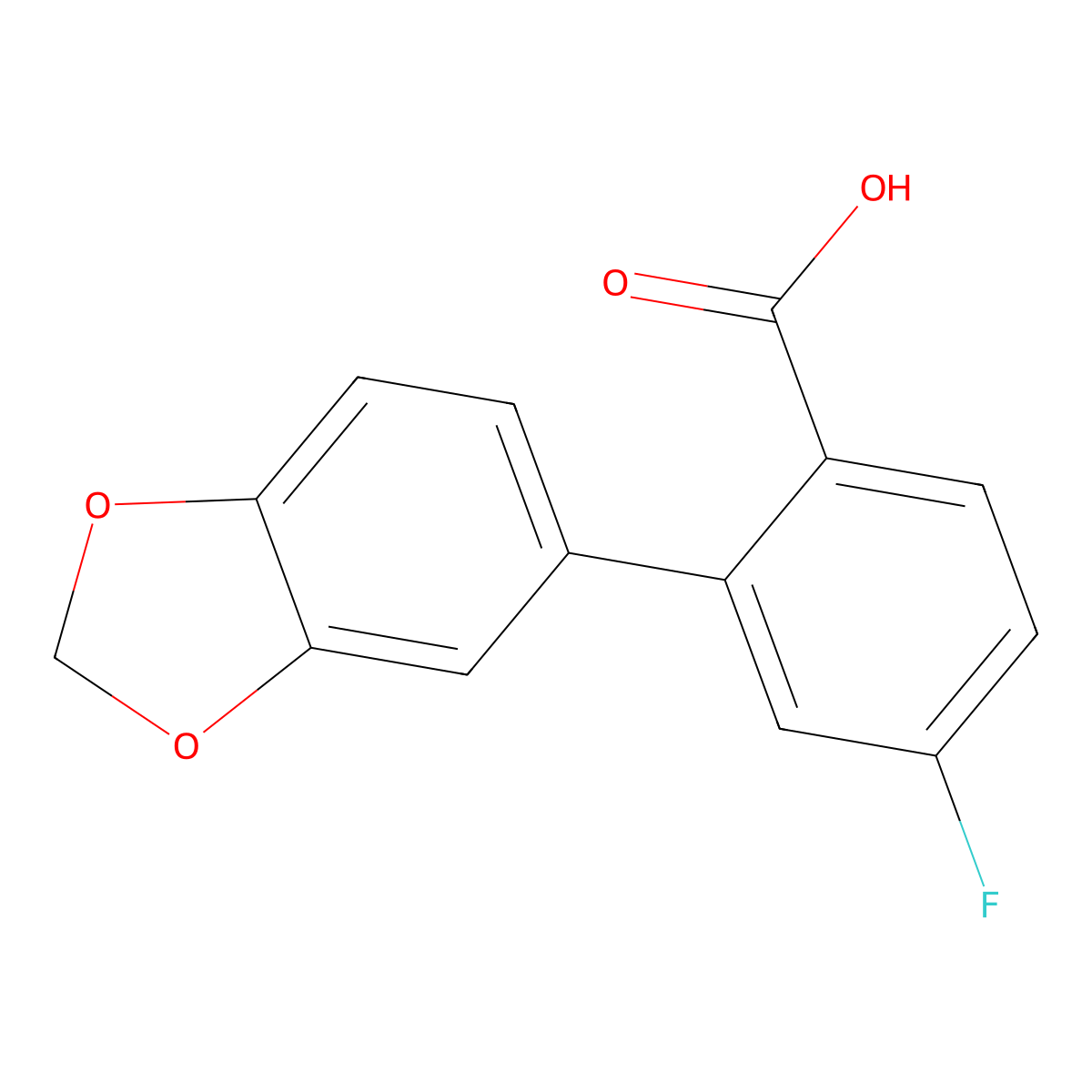 4-Fluoro-2-(3,4-methylenedioxyphenyl)benzoic acid molecular structure, CAS 1262006-71-2