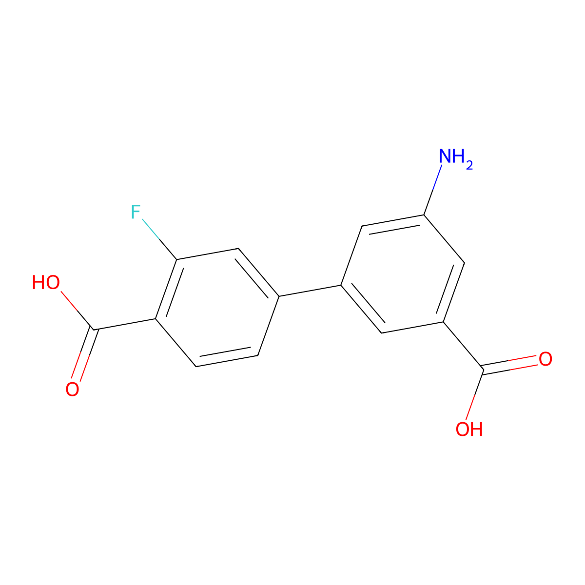 3-Amino-5-(4-carboxy-3-fluorophenyl)benzoic acid molecular structure, CAS 1262006-72-3