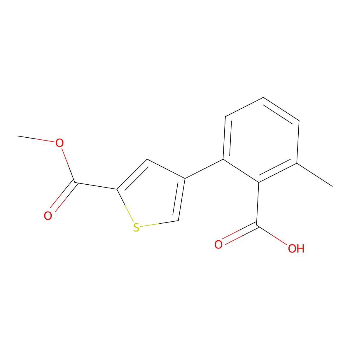 2-[5-(Methoxycarbonyl)thiophen-3-YL]-6-methylbenzoic acid molecular structure, CAS 1262006-85-8