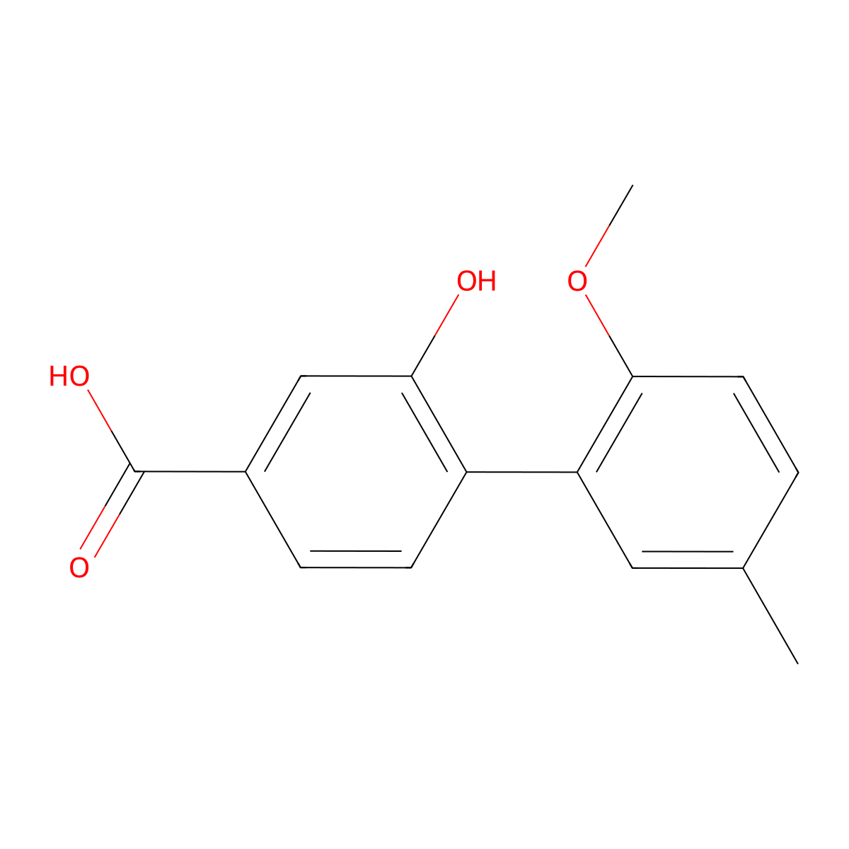3-Hydroxy-4-(2-methoxy-5-methylphenyl)benzoic acid molecular structure, CAS 1262006-91-6