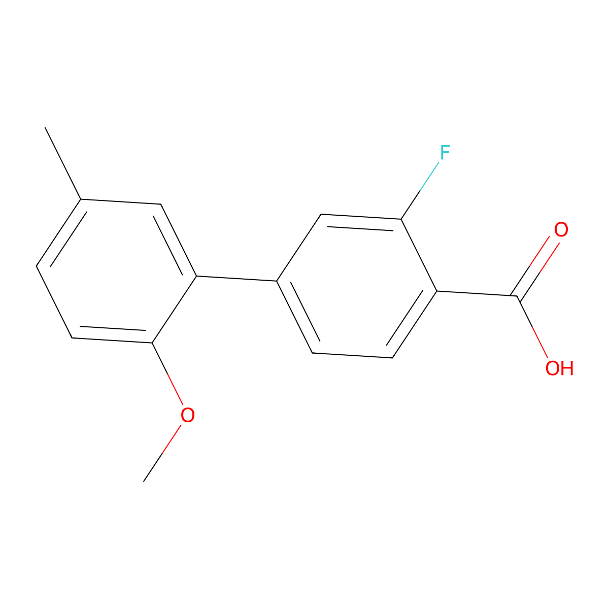2-Fluoro-4-(2-methoxy-5-methylphenyl)benzoic acid molecular structure, CAS 1262007-03-3